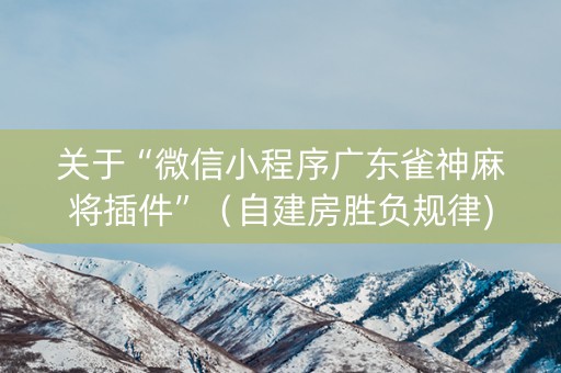 关于“微信小程序广东雀神麻将插件”（自建房胜负规律)