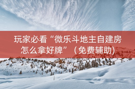 玩家必看“微乐斗地主自建房怎么拿好牌”（免费辅助)