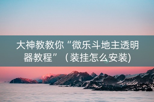 大神教教你“微乐斗地主透明器教程”（装挂怎么安装)