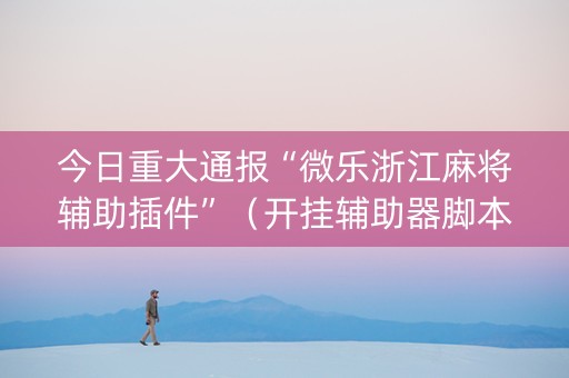 今日重大通报“微乐浙江麻将辅助插件”（开挂辅助器脚本)