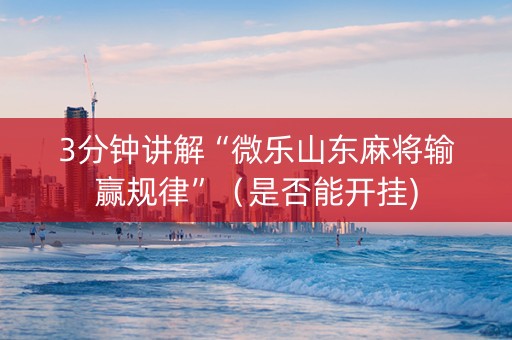 3分钟讲解“微乐山东麻将输赢规律”（是否能开挂)