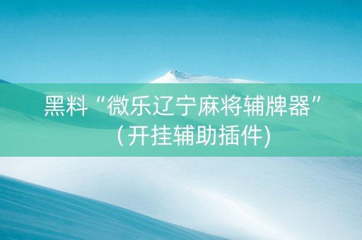 黑料“微乐辽宁麻将辅牌器”（开挂辅助插件)