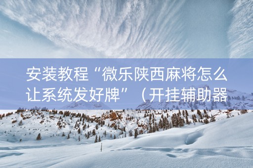 安装教程“微乐陕西麻将怎么让系统发好牌”（开挂辅助器插件)