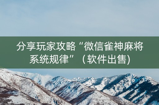 分享玩家攻略“微信雀神麻将系统规律”（软件出售)