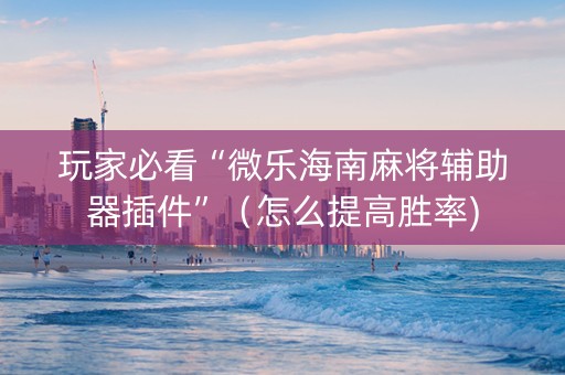 玩家必看“微乐海南麻将辅助器插件”（怎么提高胜率)