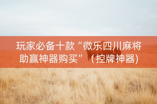 玩家必备十款“微乐四川麻将助赢神器购买”（控牌神器)