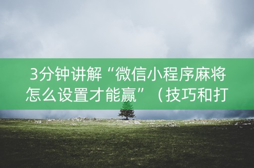 3分钟讲解“微信小程序麻将怎么设置才能赢”（技巧和打好牌方法)