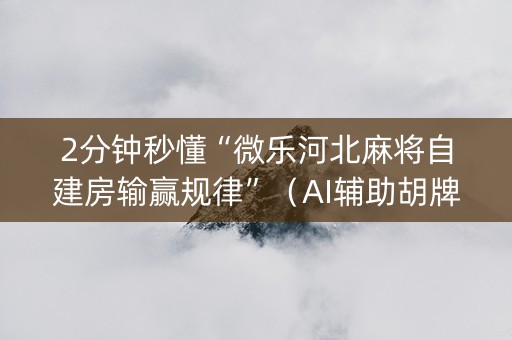 2分钟秒懂“微乐河北麻将自建房输赢规律”（AI辅助胡牌规则)