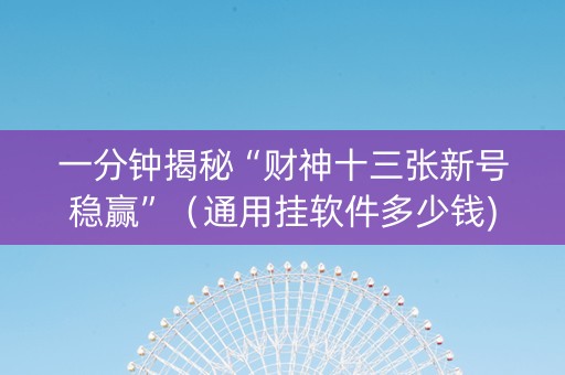 一分钟揭秘“财神十三张新号稳赢”（通用挂软件多少钱)