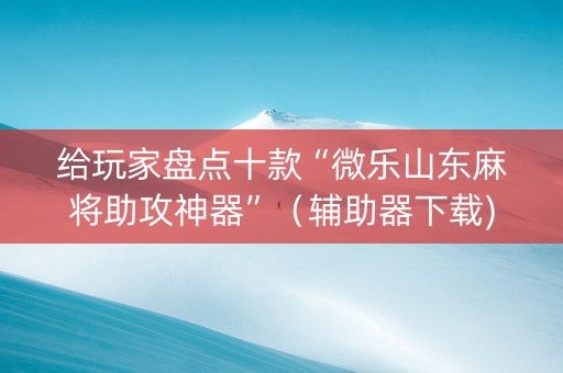 给玩家盘点十款“微乐山东麻将助攻神器”（辅助器下载)