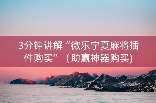 3分钟讲解“微乐宁夏麻将插件购买”（助赢神器购买)