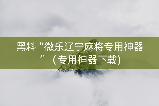 黑料“微乐辽宁麻将专用神器”（专用神器下载)
