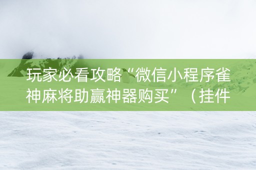 玩家必看攻略“微信小程序雀神麻将助赢神器购买”（挂件神器)