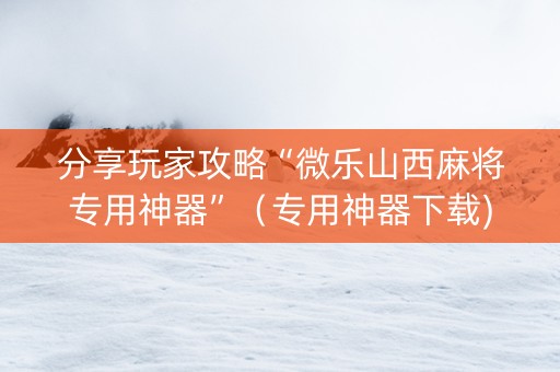 分享玩家攻略“微乐山西麻将专用神器”（专用神器下载)