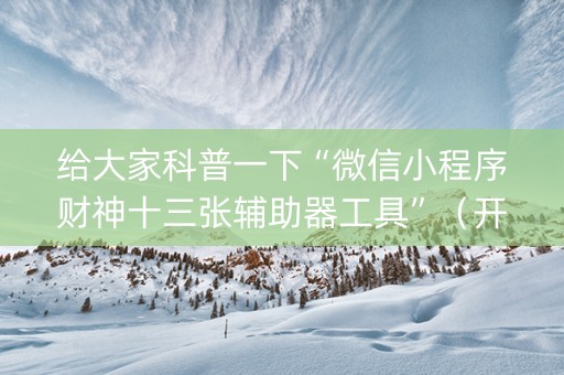 给大家科普一下“微信小程序财神十三张辅助器工具”（开挂神器下载)