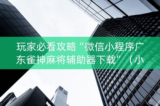 玩家必看攻略“微信小程序广东雀神麻将辅助器下载”（小程序必赢神器)