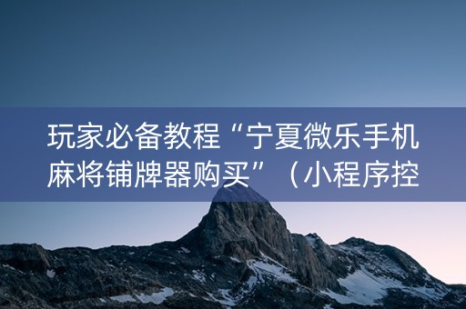 玩家必备教程“宁夏微乐手机麻将铺牌器购买”（小程序控牌器)