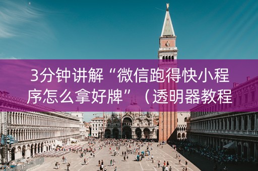 3分钟讲解“微信跑得快小程序怎么拿好牌”（透明器教程)