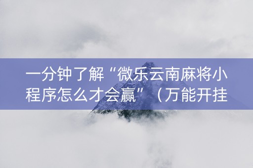 一分钟了解“微乐云南麻将小程序怎么才会赢”（万能开挂神器)
