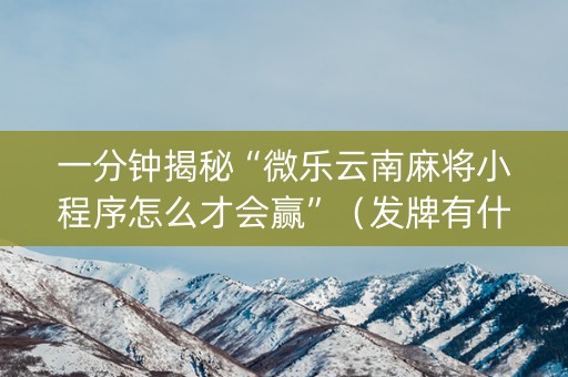 一分钟揭秘“微乐云南麻将小程序怎么才会赢”（发牌有什么规律吗)