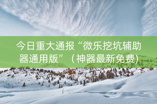 今日重大通报“微乐挖坑辅助器通用版”（神器最新免费)