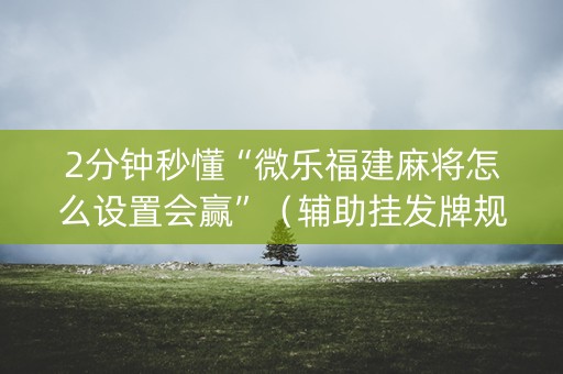 2分钟秒懂“微乐福建麻将怎么设置会赢”（辅助挂发牌规律)