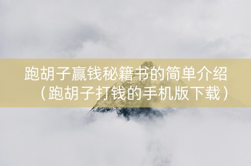 跑胡子赢钱秘籍书的简单介绍（跑胡子打钱的手机版下载）