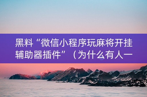 黑料“微信小程序玩麻将开挂辅助器插件”（为什么有人一直赢)