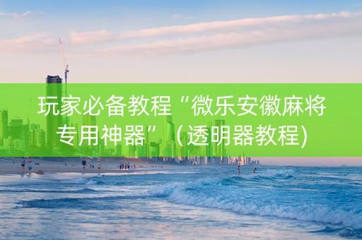 玩家必备教程“微乐安徽麻将专用神器”（透明器教程)