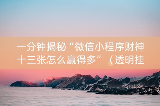 一分钟揭秘“微信小程序财神十三张怎么赢得多”（透明挂辅助器)