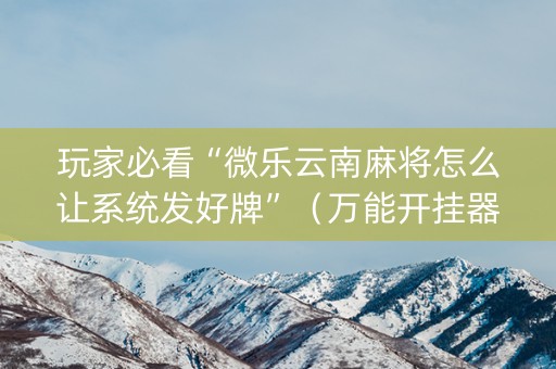 玩家必看“微乐云南麻将怎么让系统发好牌”（万能开挂器)