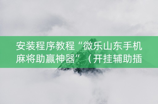 安装程序教程“微乐山东手机麻将助赢神器”（开挂辅助插件)