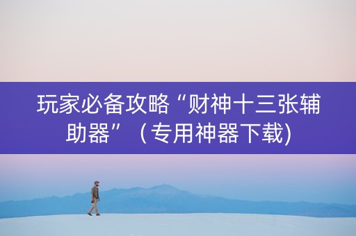 玩家必备攻略“财神十三张辅助器”（专用神器下载)