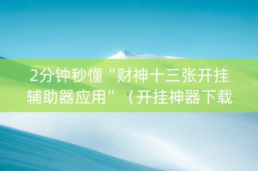 2分钟秒懂“财神十三张开挂辅助器应用”（开挂神器下载)