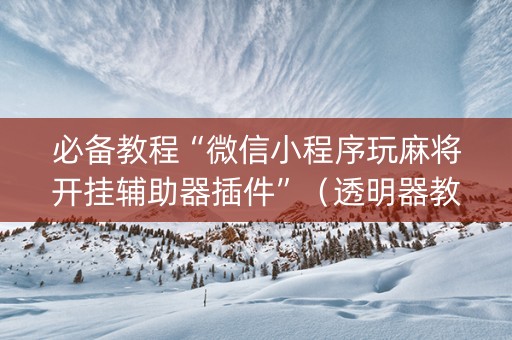 必备教程“微信小程序玩麻将开挂辅助器插件”（透明器教程)