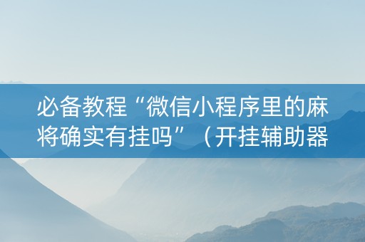 必备教程“微信小程序里的麻将确实有挂吗”（开挂辅助器插件)