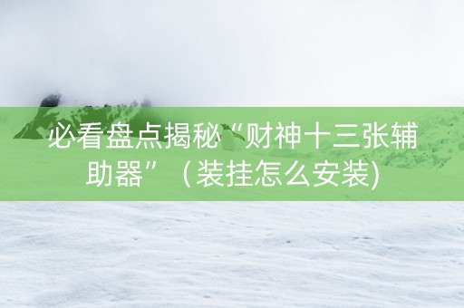 必看盘点揭秘“财神十三张辅助器”（装挂怎么安装)