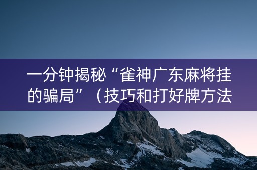一分钟揭秘“雀神广东麻将挂的骗局”（技巧和打好牌方法)