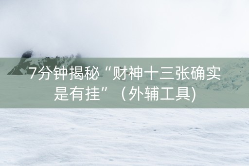 7分钟揭秘“财神十三张确实是有挂”（外辅工具)
