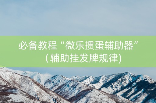 必备教程“微乐掼蛋辅助器”（辅助挂发牌规律)