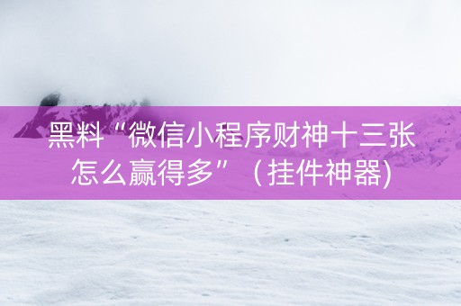 黑料“微信小程序财神十三张怎么赢得多”（挂件神器)