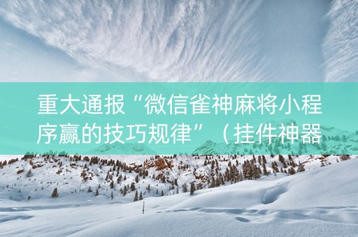 重大通报“微信雀神麻将小程序赢的技巧规律”（挂件神器)