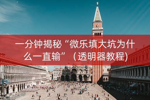一分钟揭秘“微乐填大坑为什么一直输”（透明器教程)