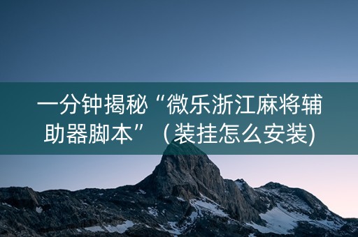 一分钟揭秘“微乐浙江麻将辅助器脚本”（装挂怎么安装)