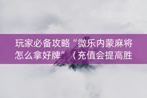 玩家必备攻略“微乐内蒙麻将怎么拿好牌”（充值会提高胜率么)