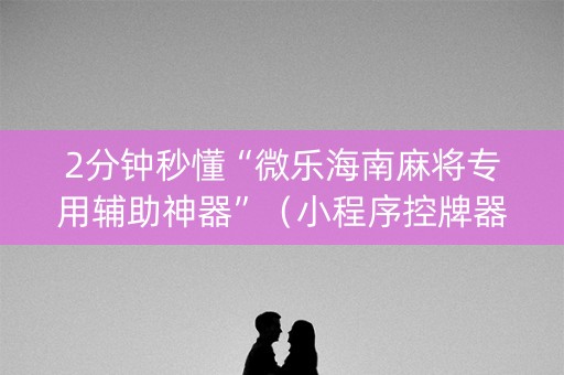 2分钟秒懂“微乐海南麻将专用辅助神器”（小程序控牌器)
