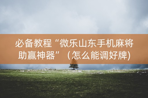 必备教程“微乐山东手机麻将助赢神器”（怎么能调好牌)