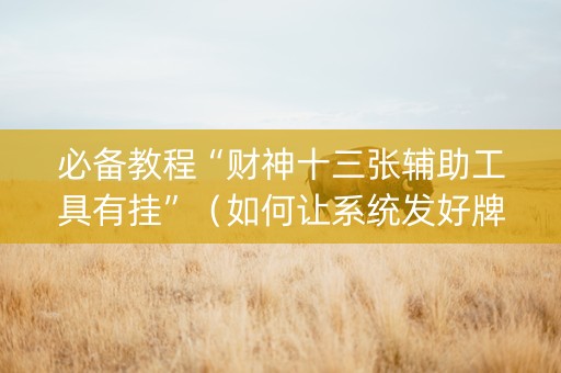 必备教程“财神十三张辅助工具有挂”（如何让系统发好牌)