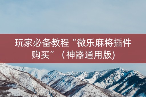 玩家必备教程“微乐麻将插件购买”（神器通用版)