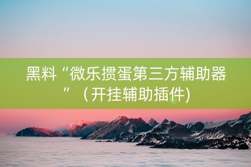 黑料“微乐掼蛋第三方辅助器”（开挂辅助插件)